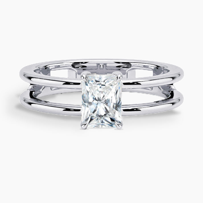 3.5 Carat Radiant Cut Hidden High Halo with Double Solitaire Band