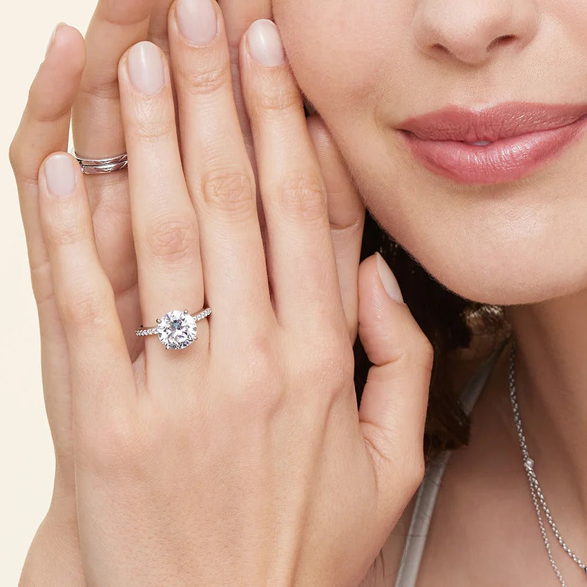 3 Carat Round Cut Ring with Half Infinity Prong Setting – view 8
