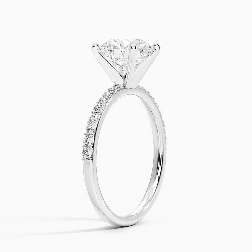 3 Carat Round Cut Ring with Half Infinity Prong Setting