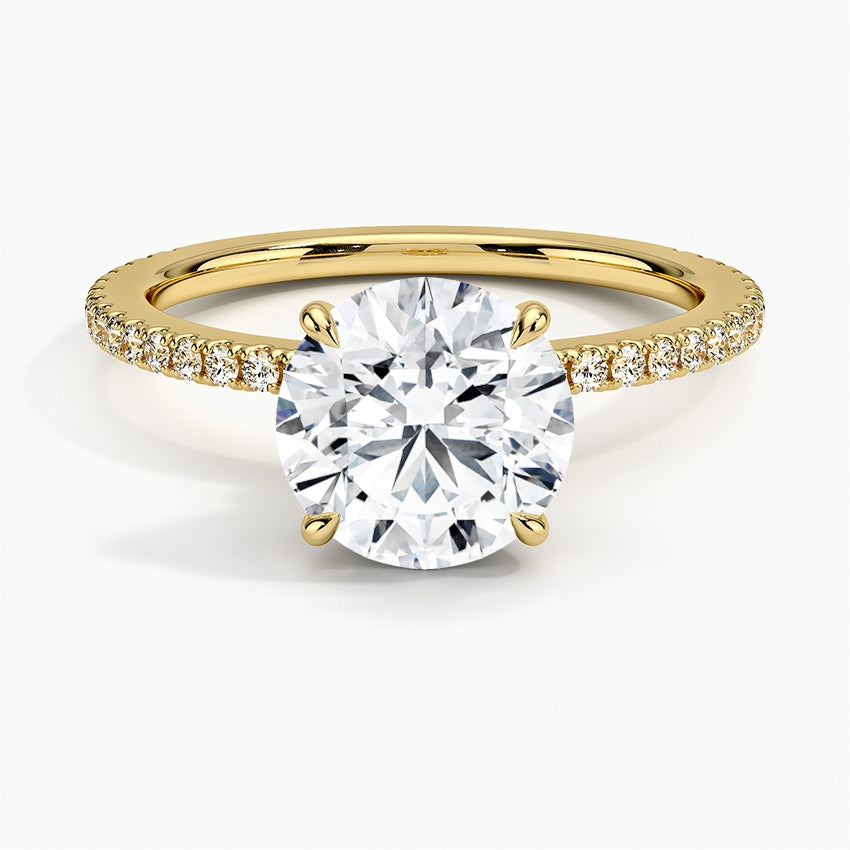 3 Carat Round Cut Hidden Halo Engagement Ring with 3/4 Infinity Pavé Band – view 2