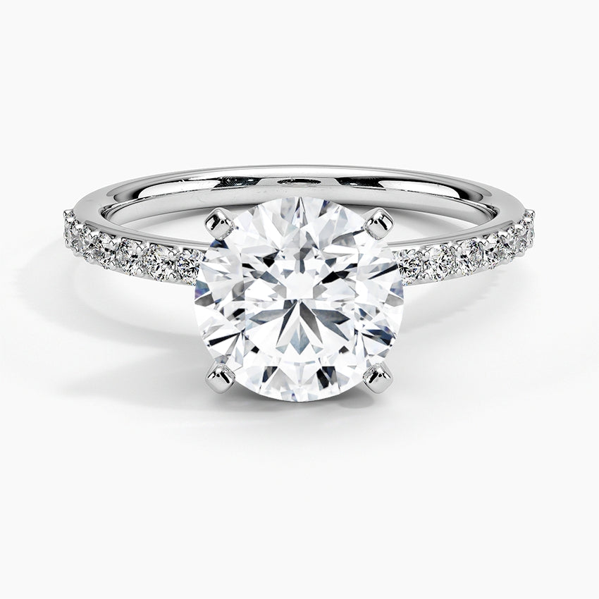 3 Carat Round Cut Ring with Half Infinity Prong Setting