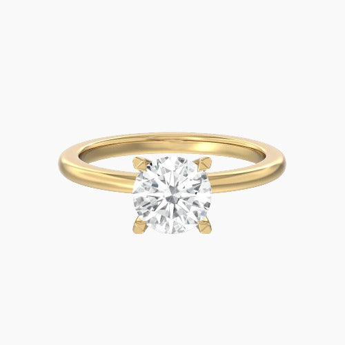 3.5 Carat Round Cut Solitaire Band Engagement Ring with Hidden Halo in white gold