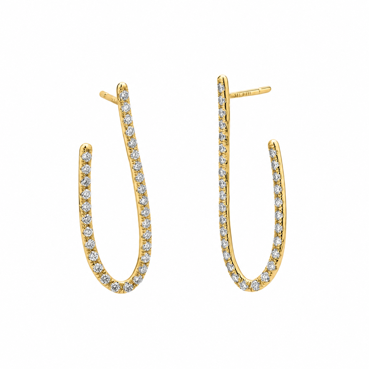 J-Hoop Earrings 2.5 CT Total Weight in yellow gold