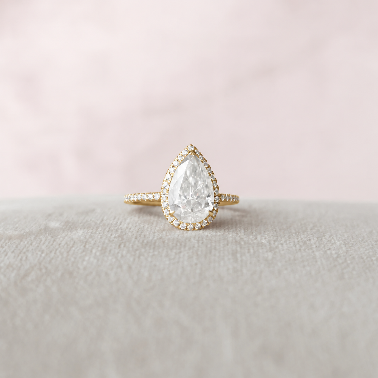 3 Carat Pear Cut Lab Diamond Ring with Halo – view 5