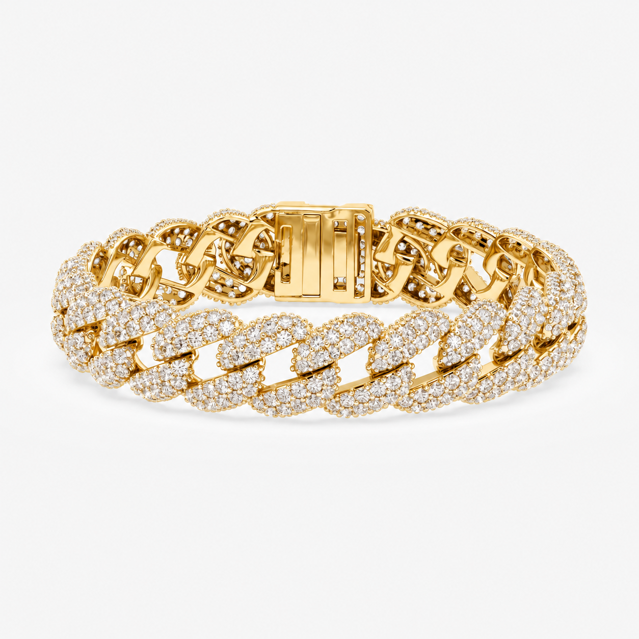 Heavyweight Pavé Cuban Bracelet in yellow gold