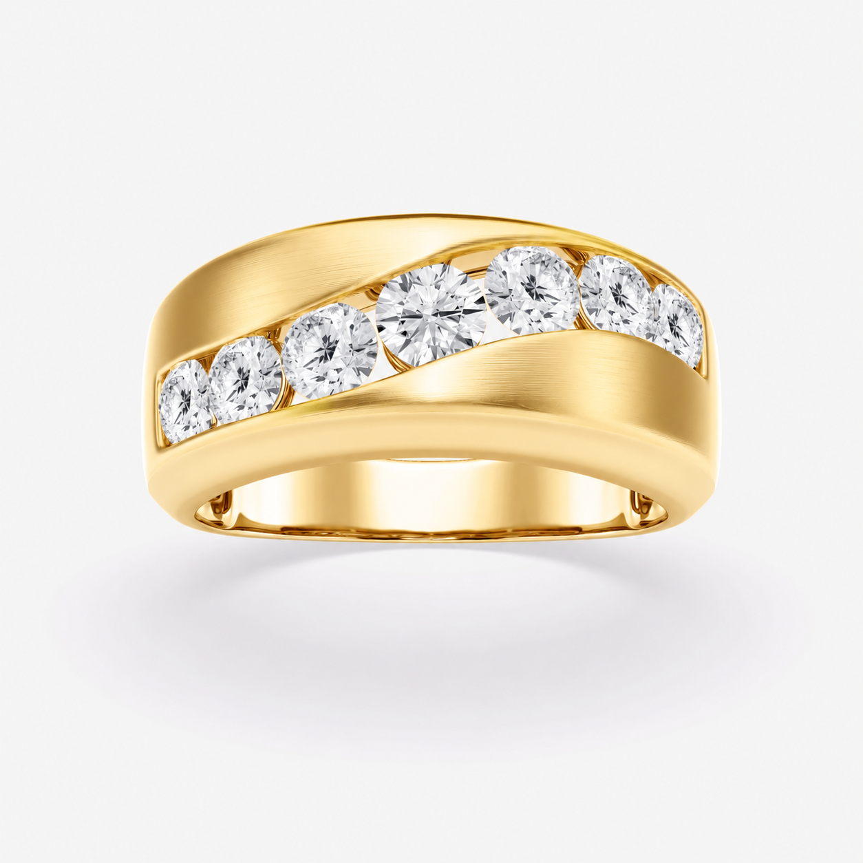 Round Seven-Stone Wedding Band – 1.5 CTW in yellow gold