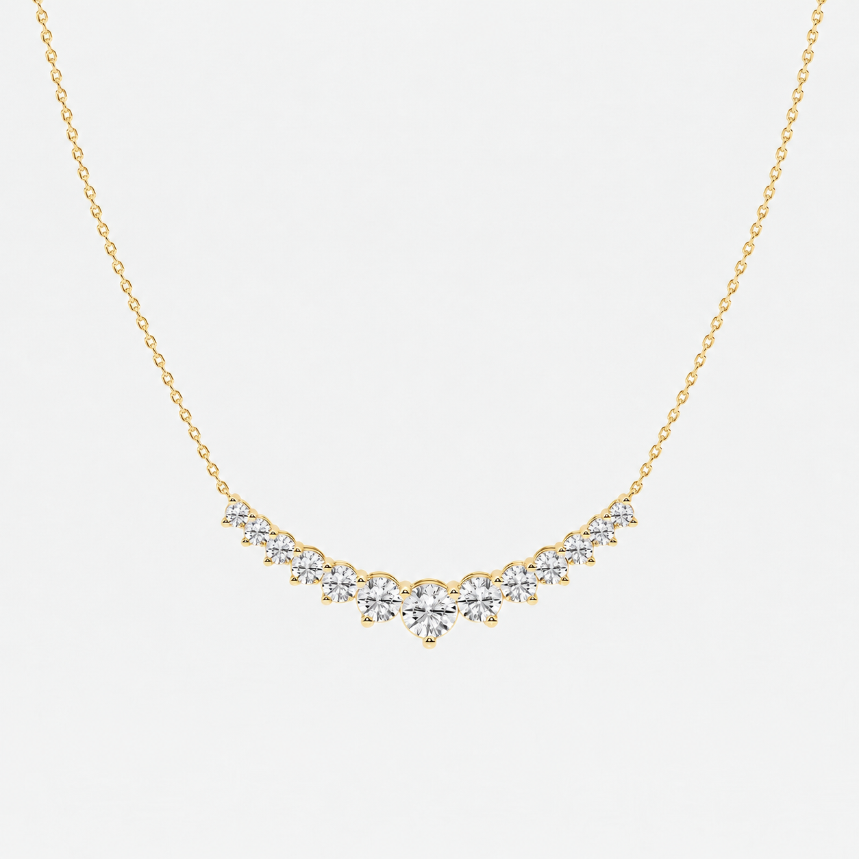 1 ctw Round Thirteen Stone Moissanite Necklace in yellow gold