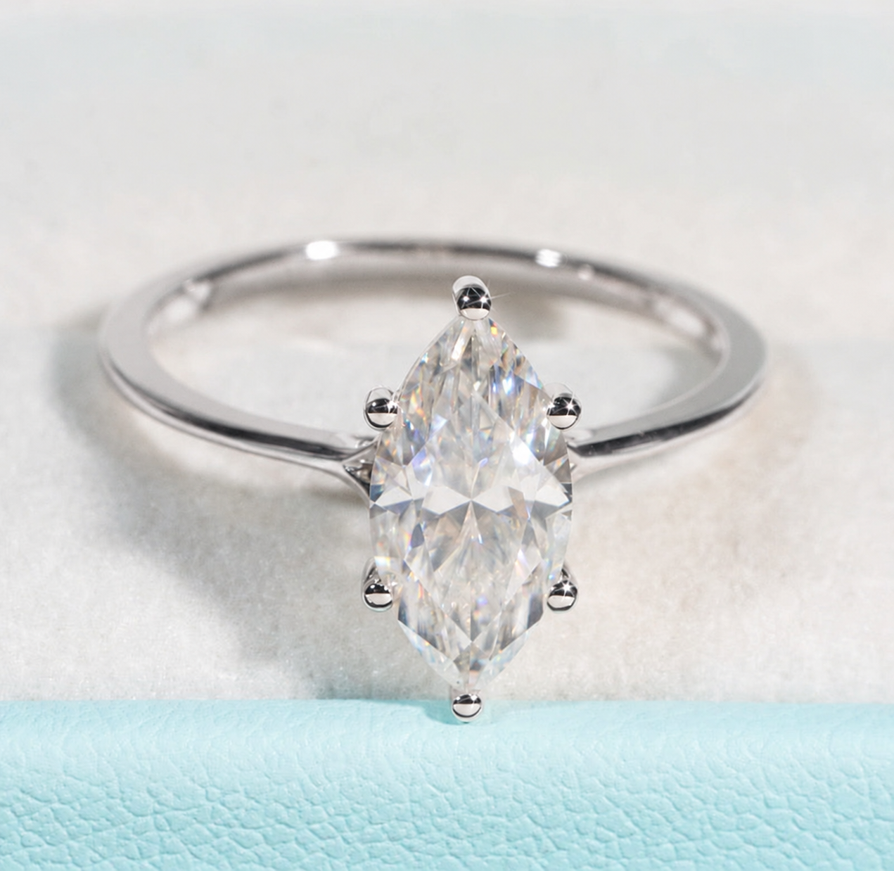 2.0 Carat Marquise Cut Engagement Ring in white gold