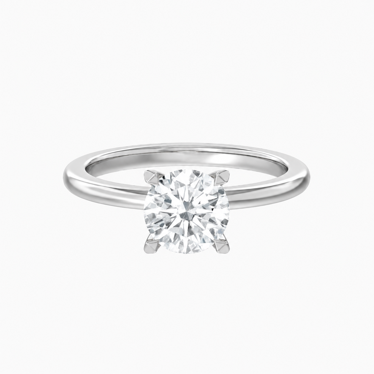 3.5 Carat Round Cut Solitaire Band Engagement Ring with Hidden Halo in white gold