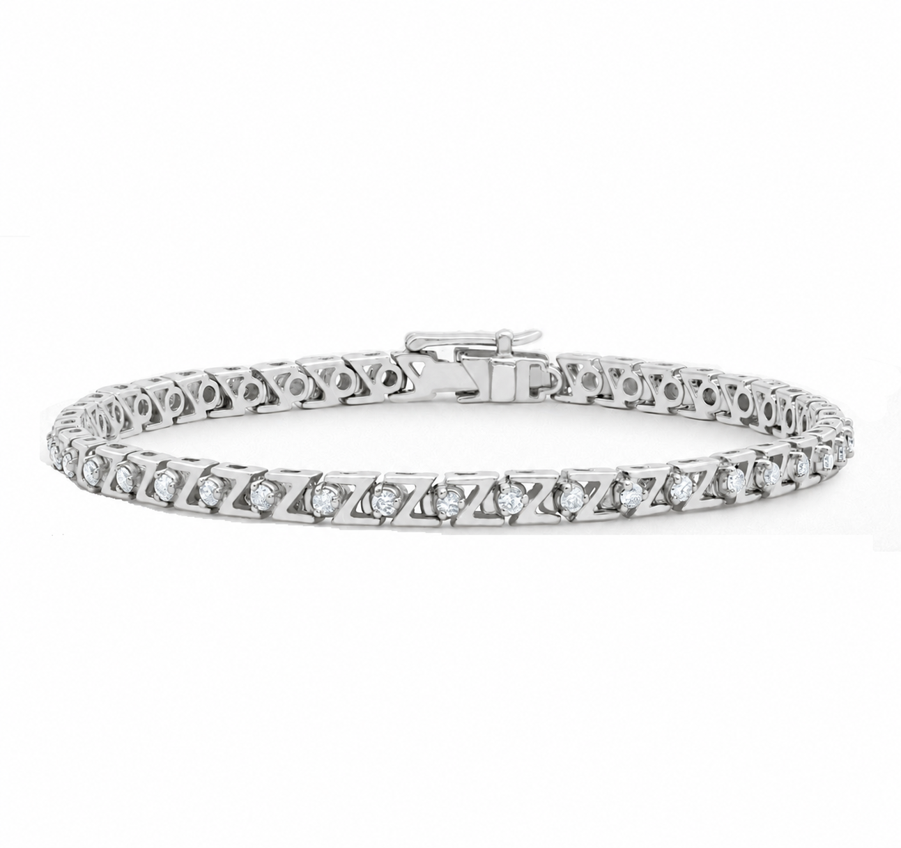 (1 CT TW) Round Z Tennis Bracelet in white gold