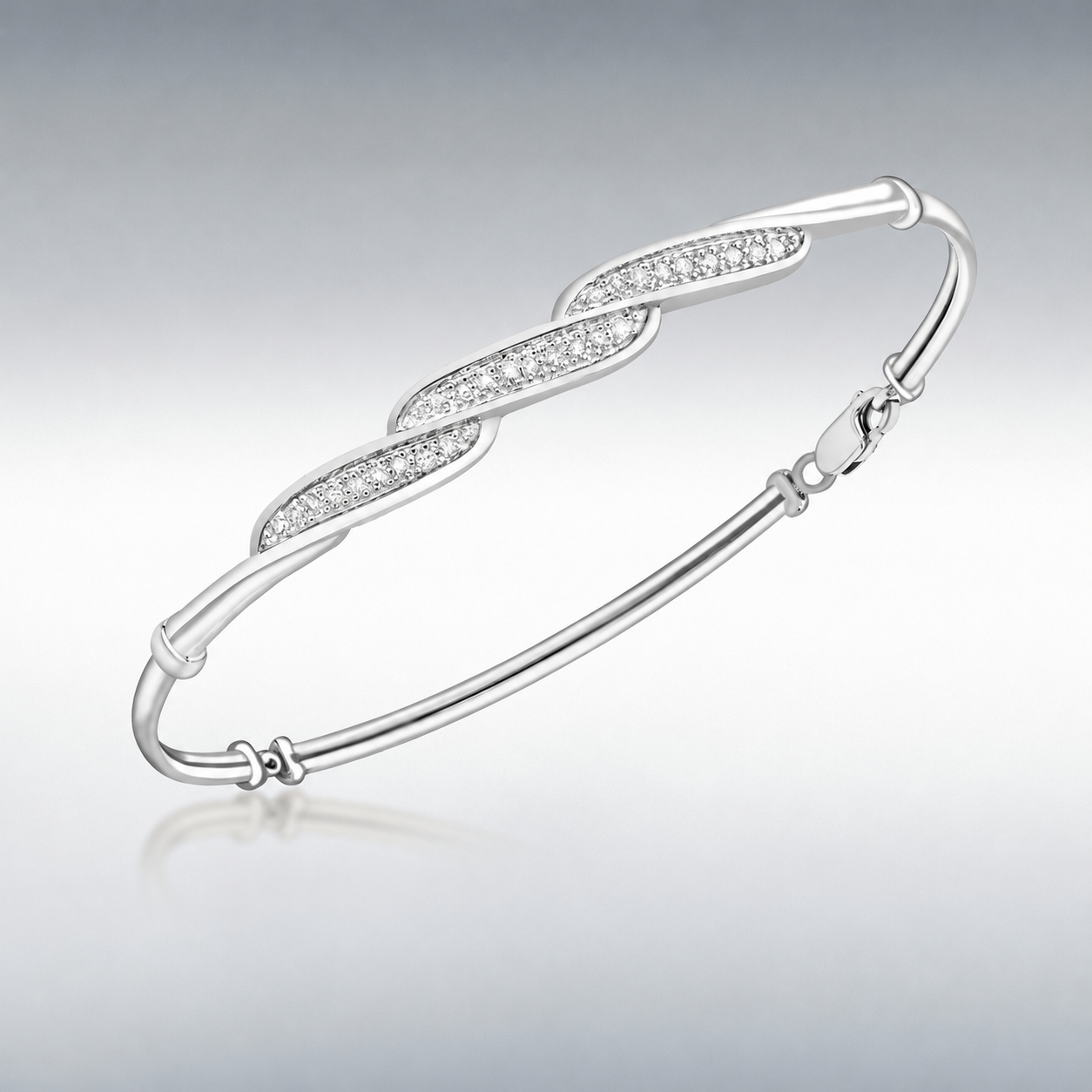 Wave Bangle in white gold
