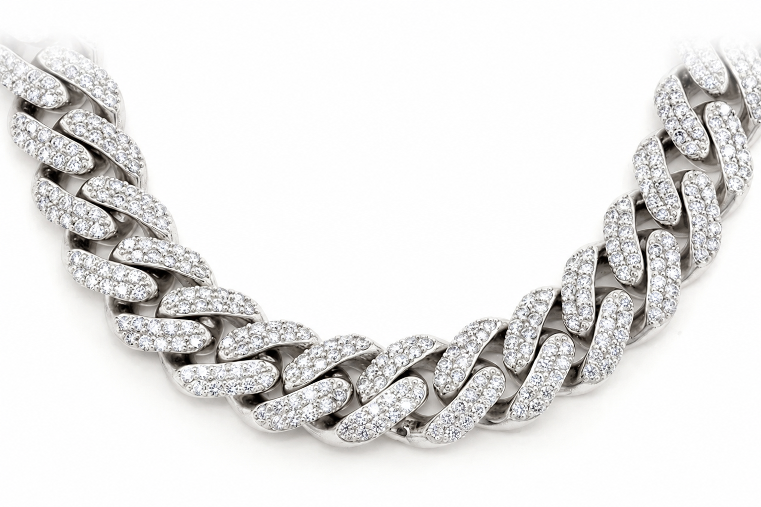 9mm 14K Gold Round Cuban Necklace 18" in white gold