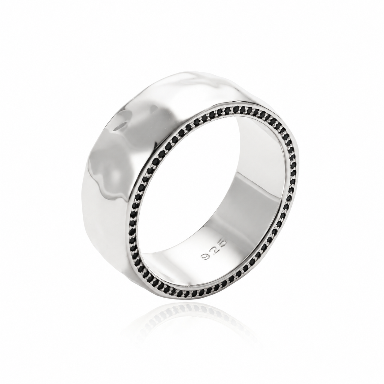 Unique Black Men’s Ring in white gold