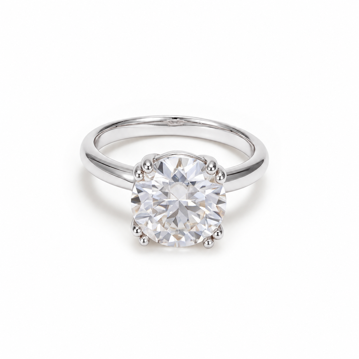3.00 Carat Round Brilliant Solitaire Double Prong Ring in white gold