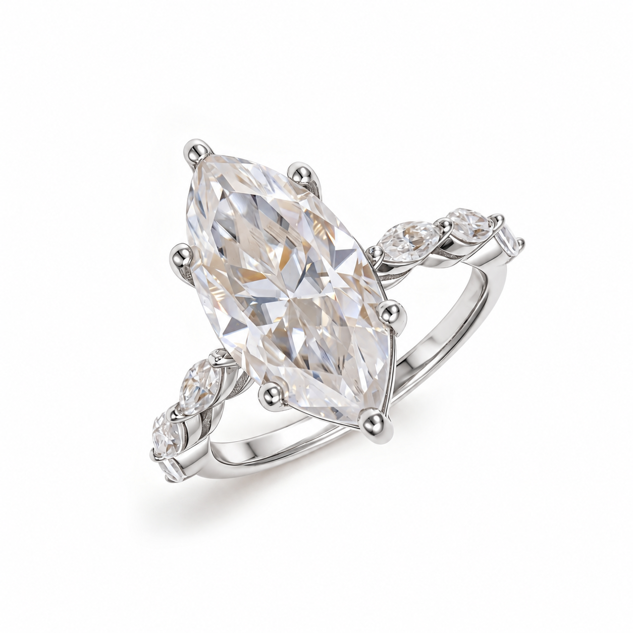 5.00 Carat Marquise Cut Engagement Ring – 8x16mm Center Stone in white gold