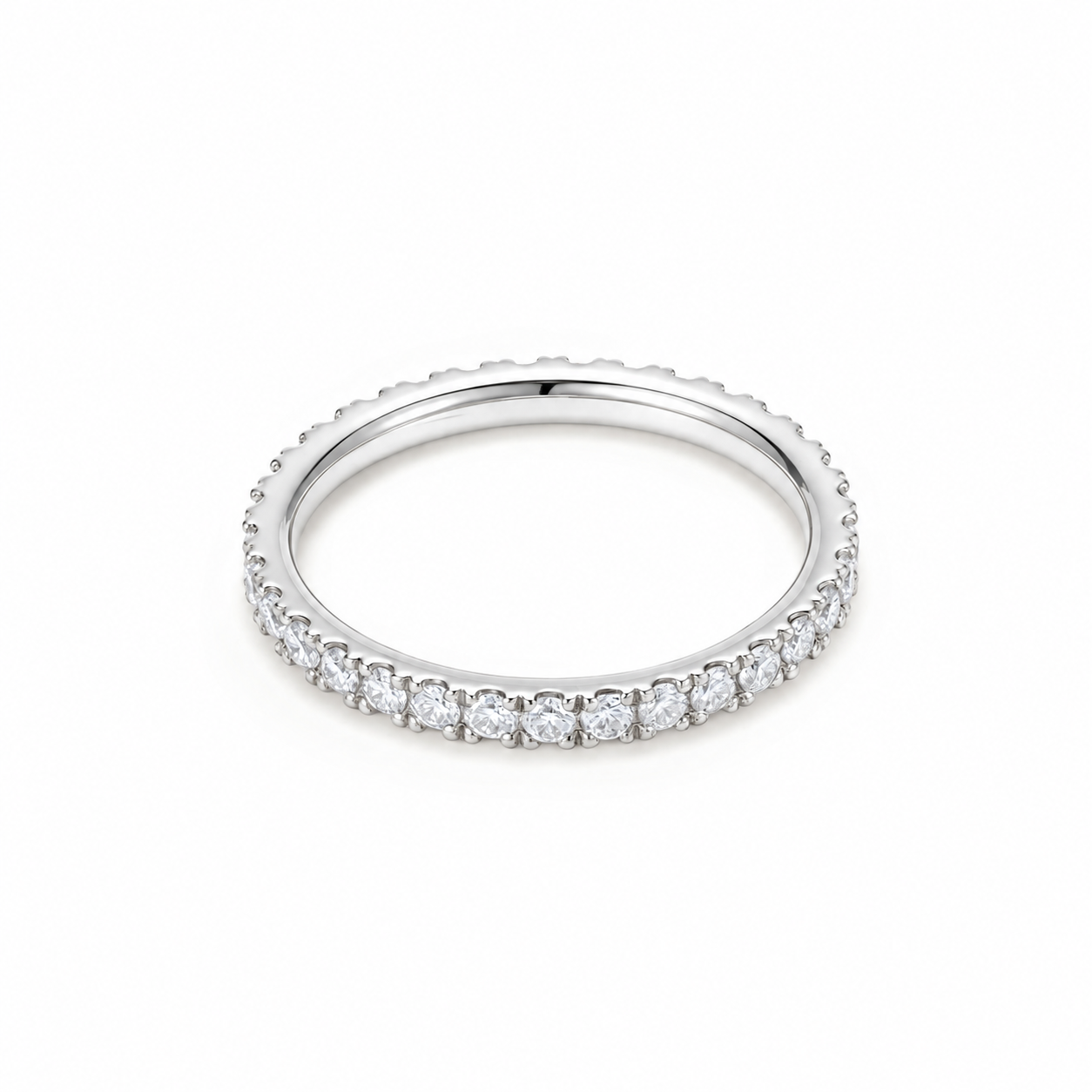1.5mm Pavé Band – Thin Stackable Wedding Ring in white gold