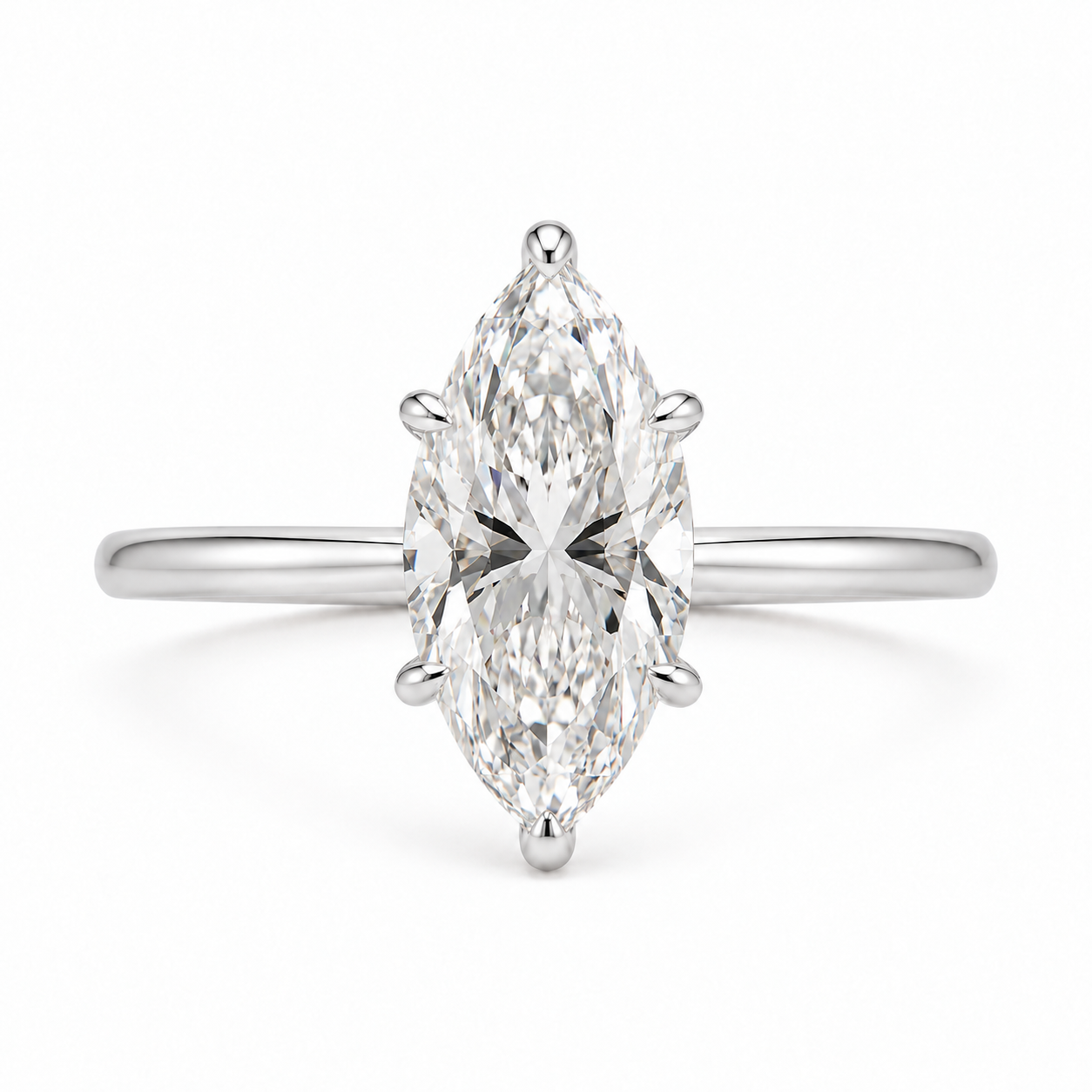 4 Carat Marquise Solitaire Band Engagement Ring in white gold