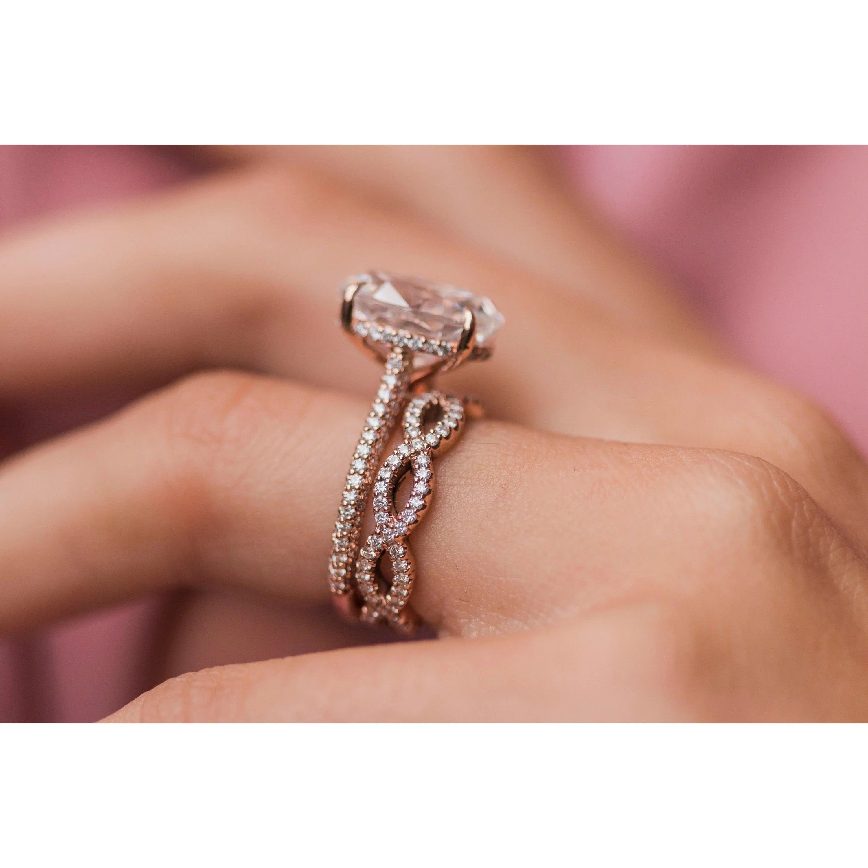 5 Carat Oval Cut Lab Diamond Engagement Ring with Triple Micro Pavé Band – view 6