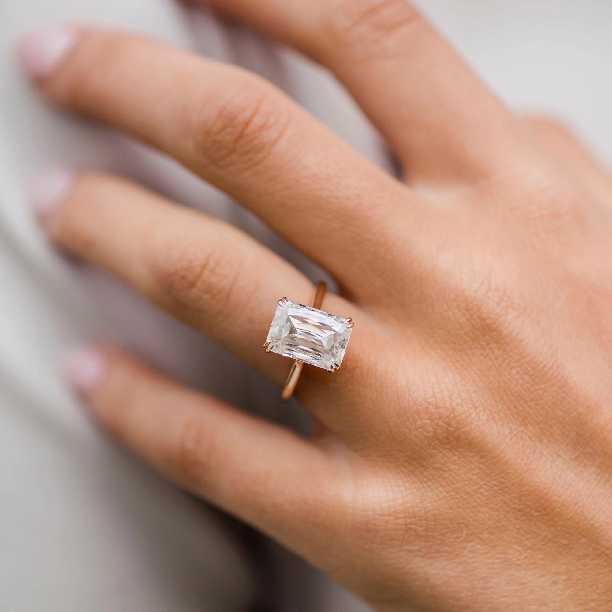 3 Carat Radiant Cut Lab Diamond Engagement Ring with a Solitaire Band – view 7