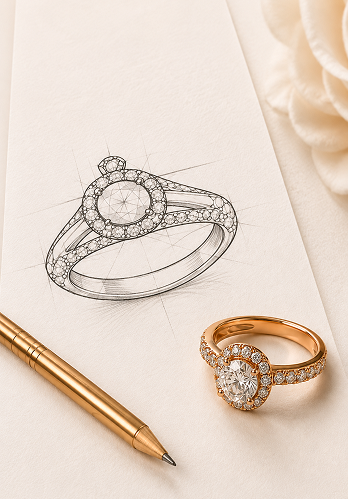 Custom ring sketch and finished ring