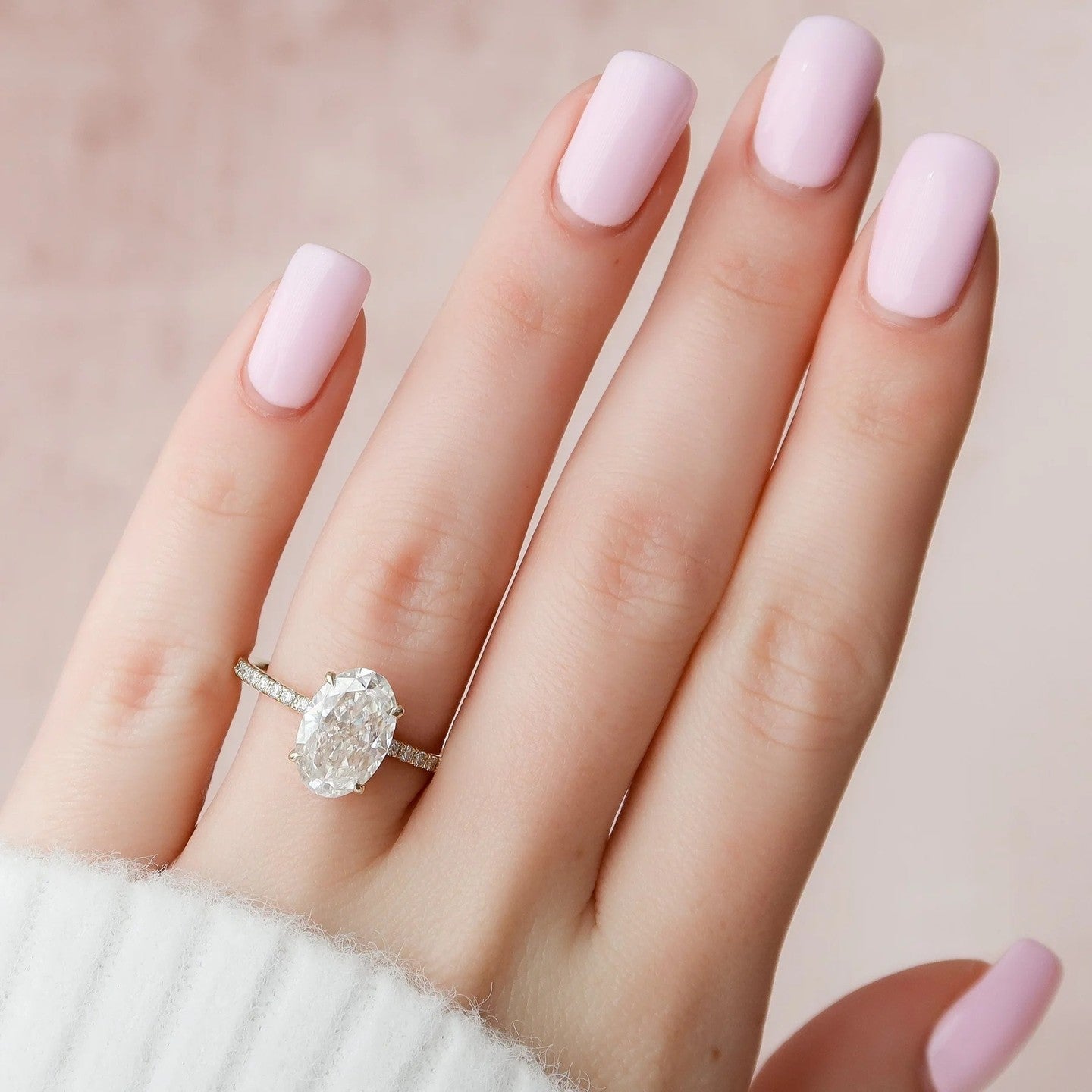 3 CT Oval Cut Hidden Halo Engagement Ring – view 3