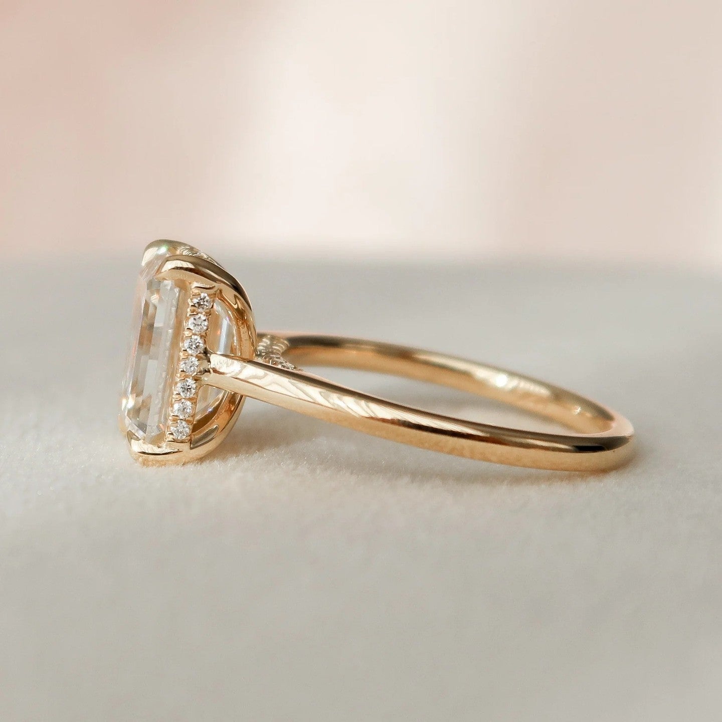 3.0 Carat Emerald Cut Solitaire Band With Shoulder Accents – view 5
