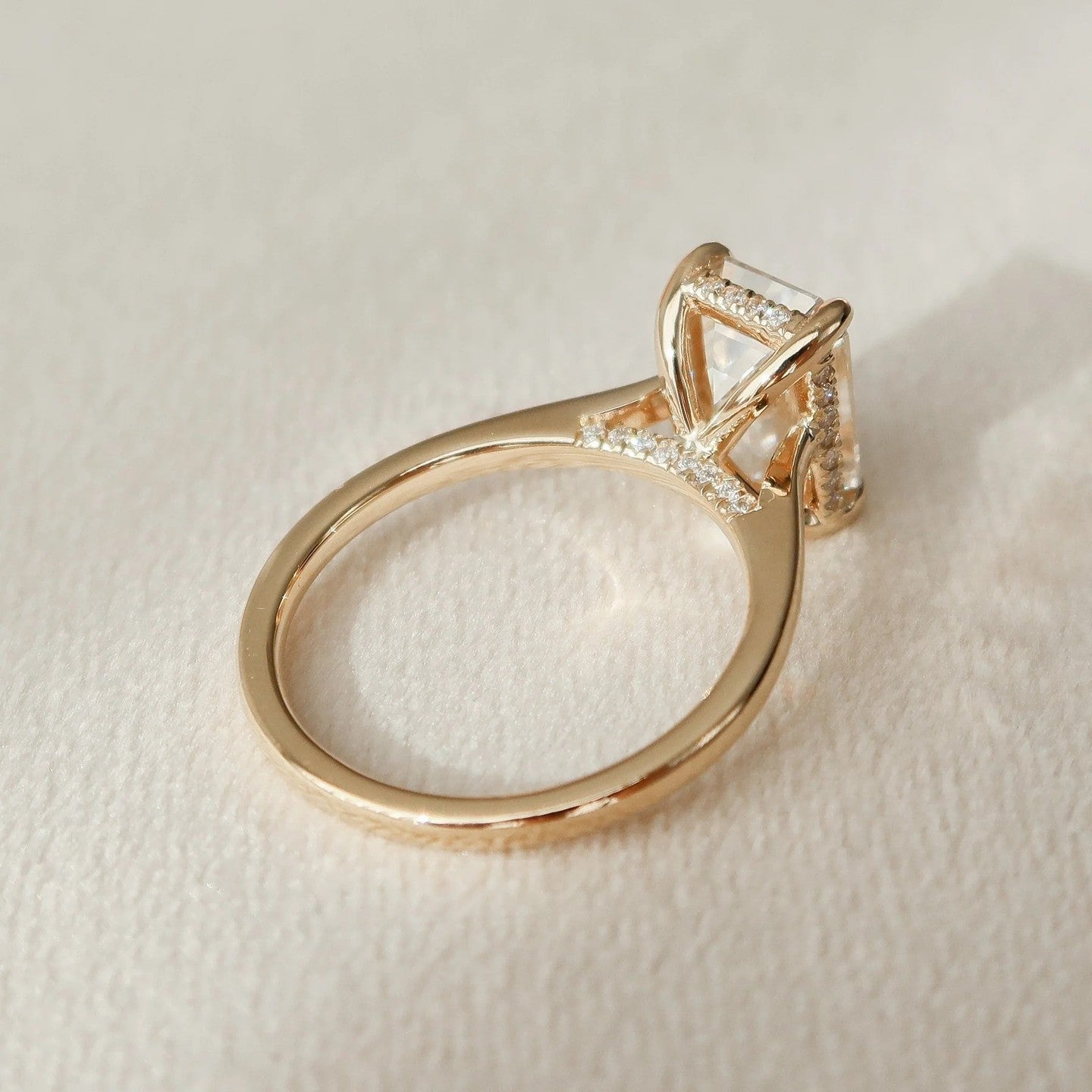 3.0 Carat Emerald Cut Solitaire Band With Shoulder Accents