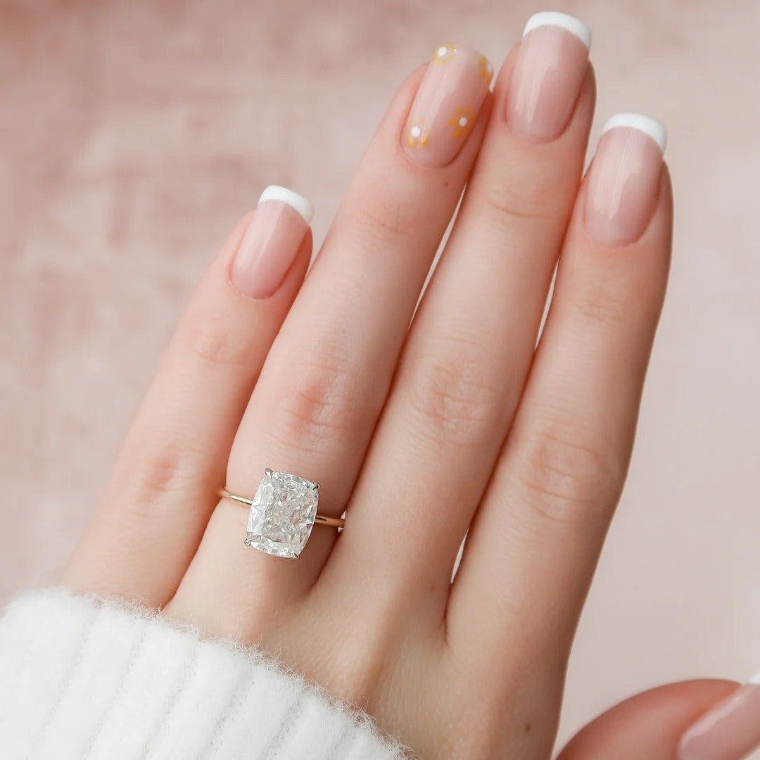 4.0 Carat Cushion Cut Lab Diamond Ring with Solitaire Band – view 3