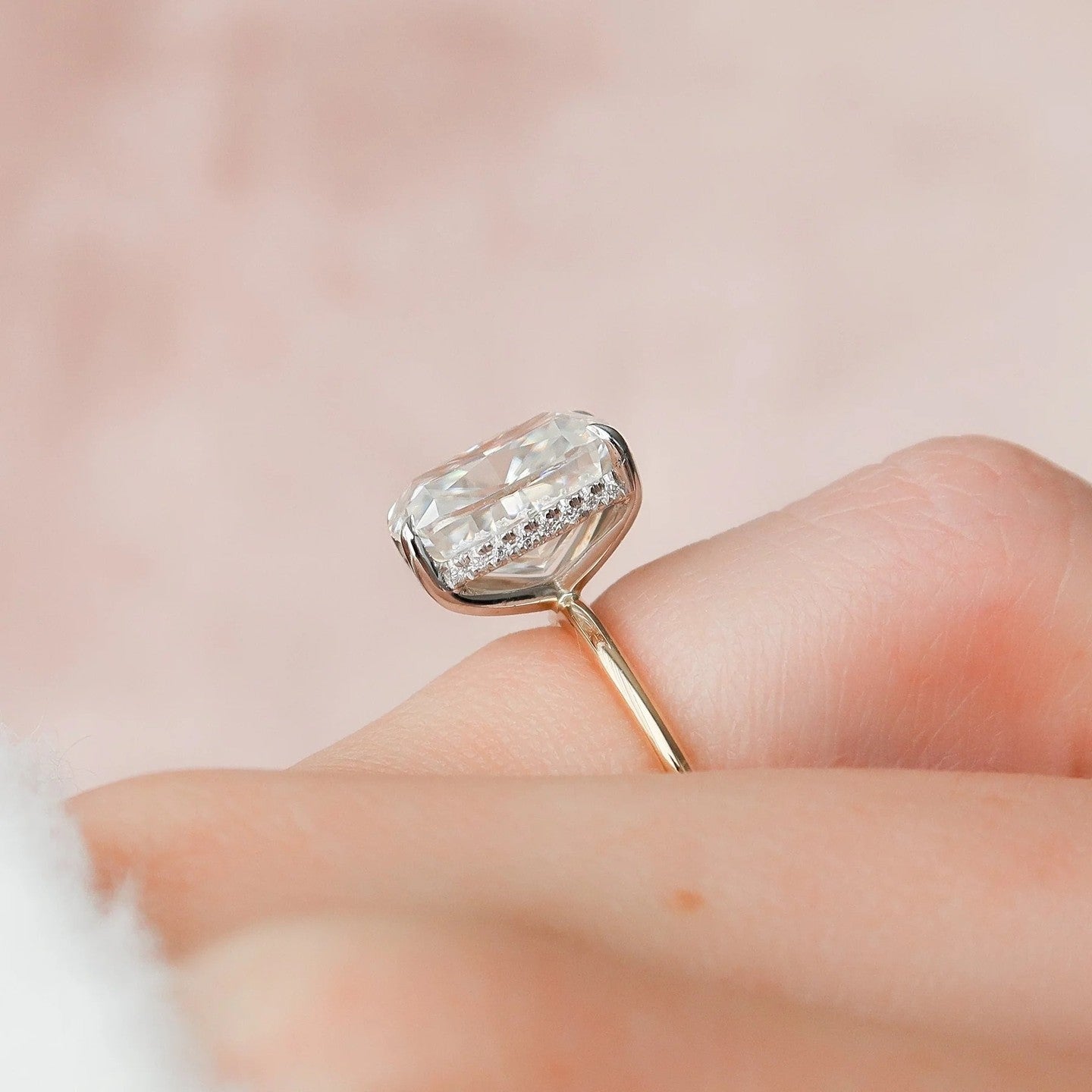 4.0 Carat Cushion Cut Lab Diamond Ring with Solitaire Band – view 4