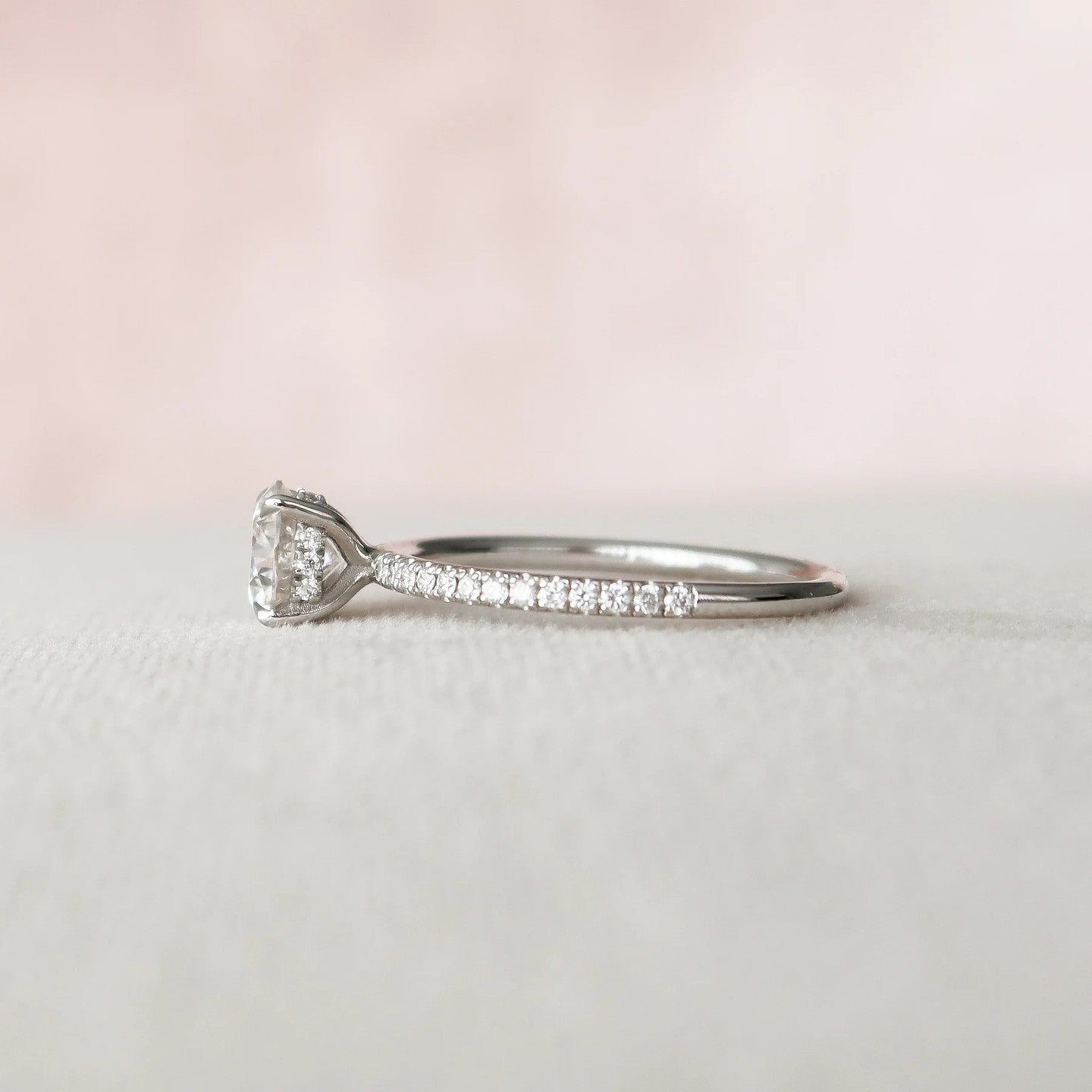 3.0 Carat Round Cut Pavé Band Engagement Ring – view 4