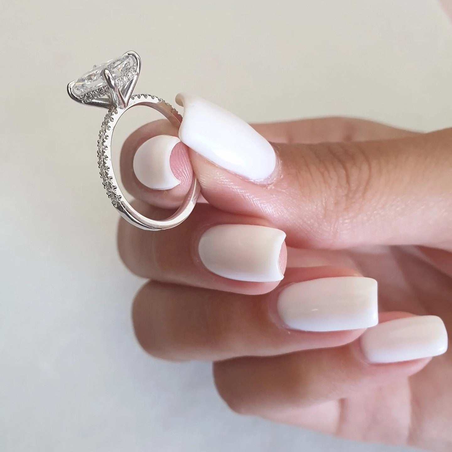 4.0 Carat Cushion Cut Lab Diamond Ring With Pavé Band – view 2