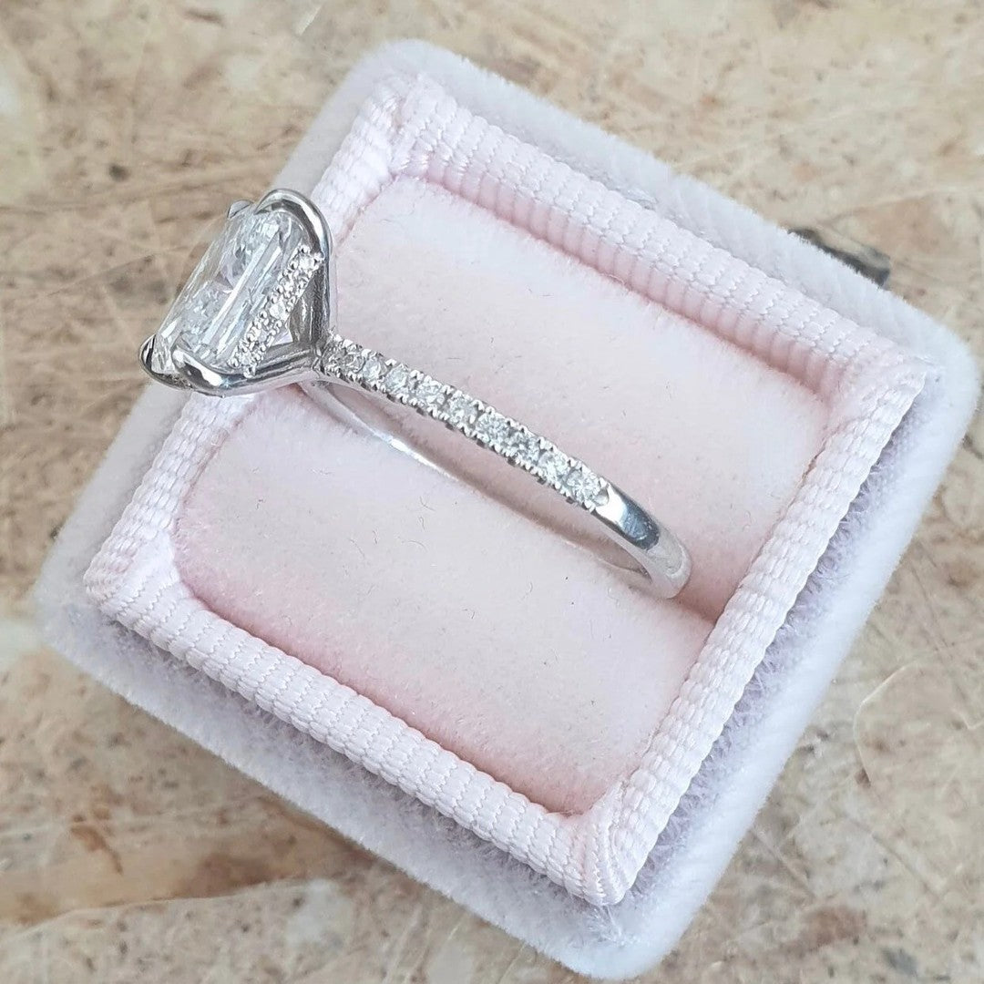 4.0 Carat Cushion Cut Lab Diamond Ring With Pavé Band – view 3