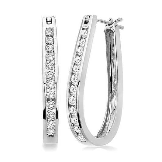 Channel Set Hoop Earrings 1 CT Total Weight