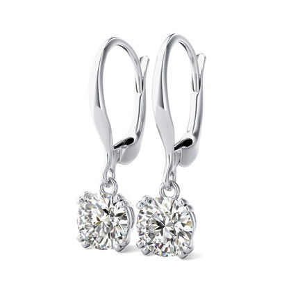 Moissanite Diamond Drop Earrings 2 CT Total Weight