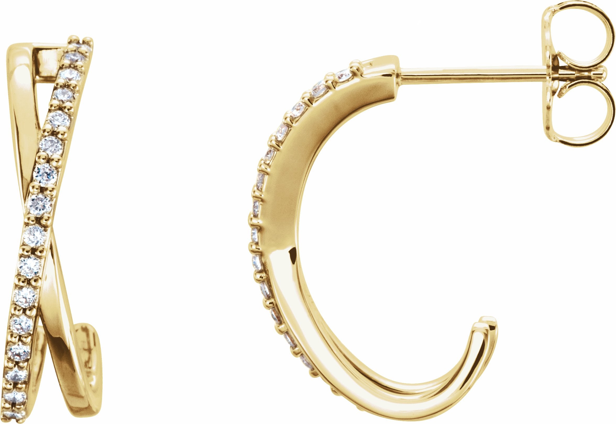 J-Hoop (Cross) Earrings 1CT Total Weight – view 2