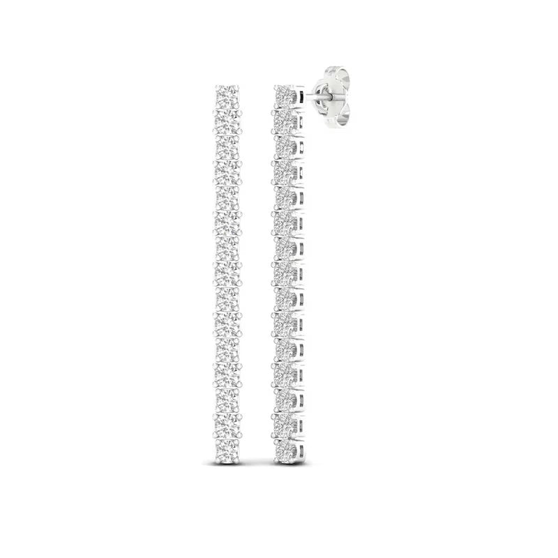 (2 CT Total Weight) Moissanite Diamond Drop Bar Earrings