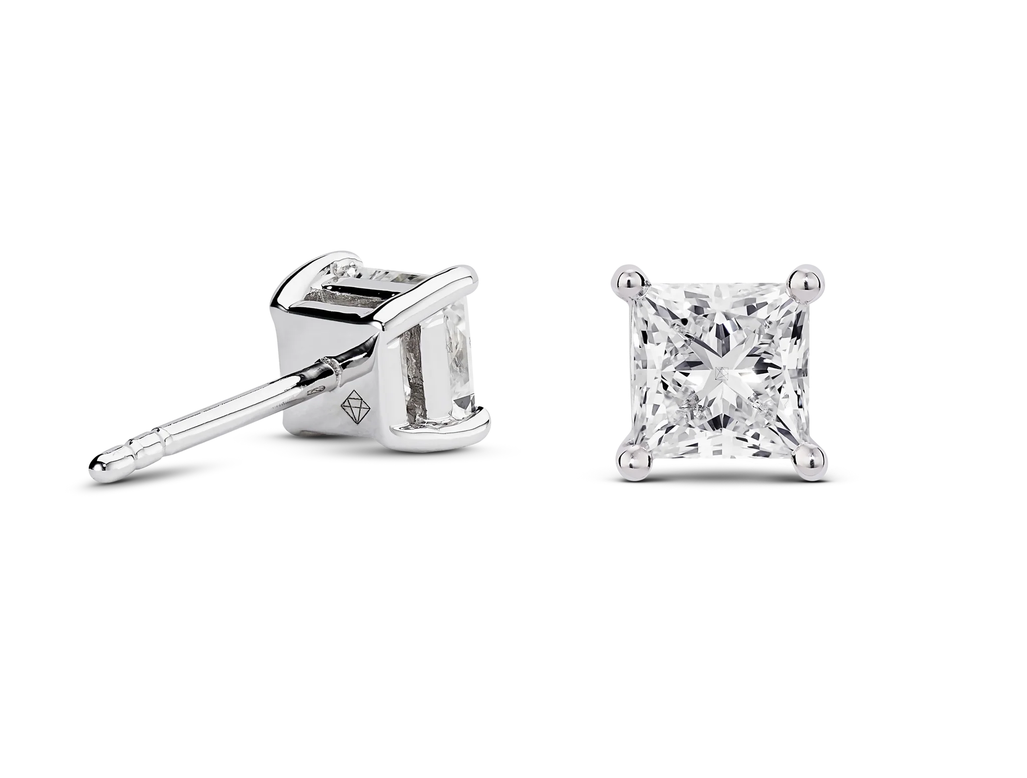 Square Stud Earrings (2CT. Total) – view 2