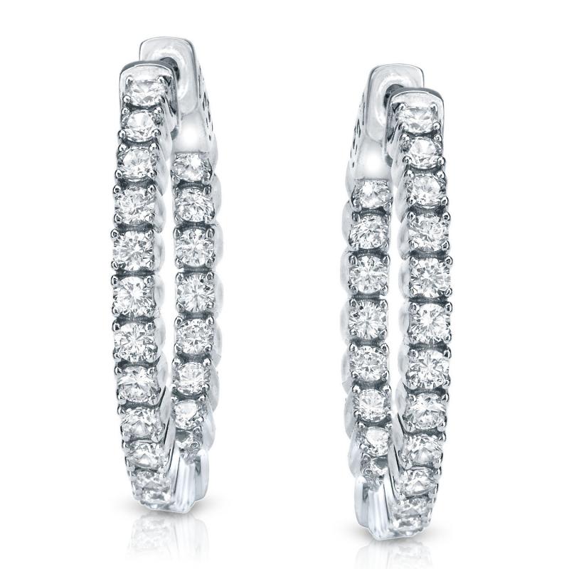 Moissanite Diamond Hoop Earrings 2 CT Total Weight