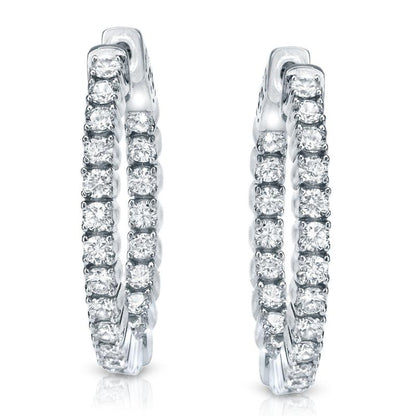 Moissanite Diamond Hoop Earrings 2 CT Total Weight