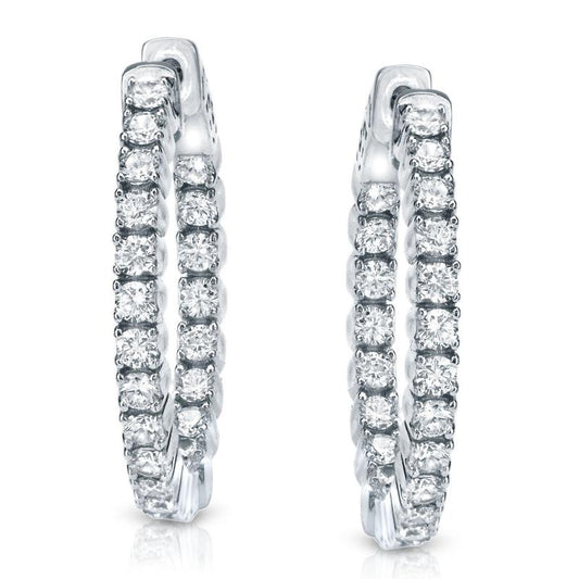 Moissanite Diamond Hoop Earrings 2 CT Total Weight