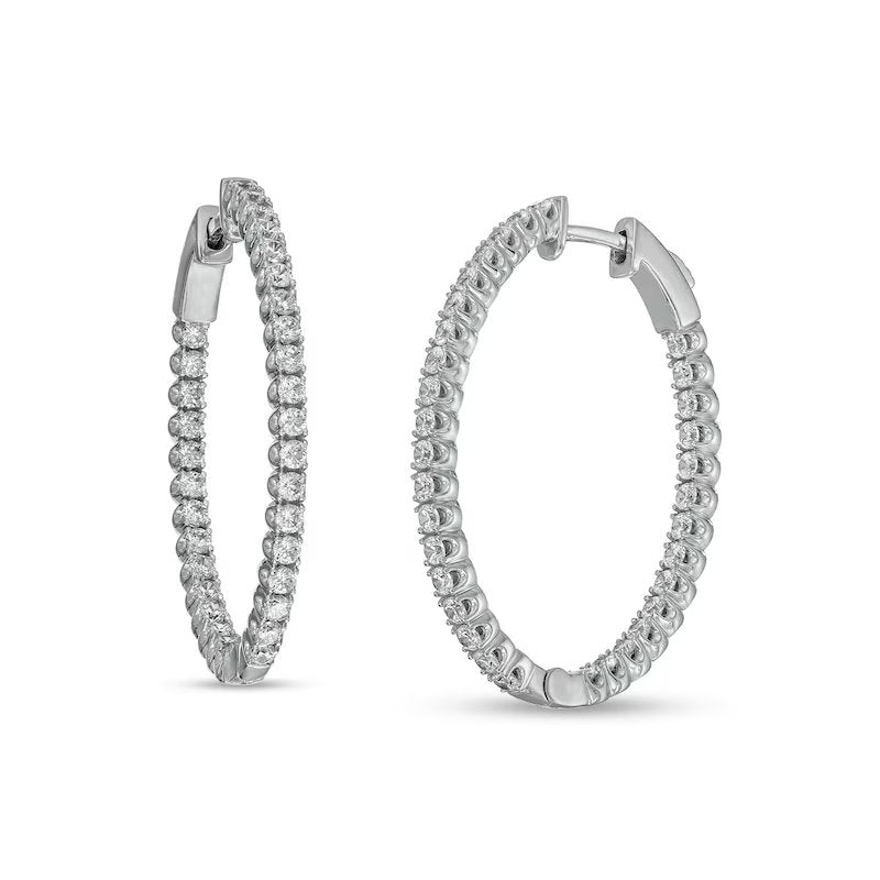Moissanite Diamond Hoop Earrings 3 CT Total Weight