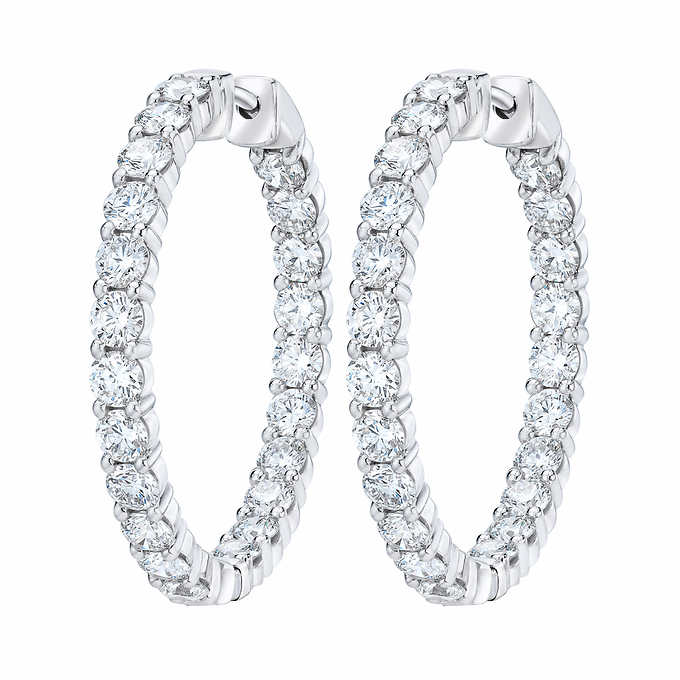 Moissanite Diamond Hoop Earrings 4CT Total Weight
