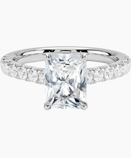 3 CT Emerald Cut with Hidden Halo and Pavé Setting – view 2