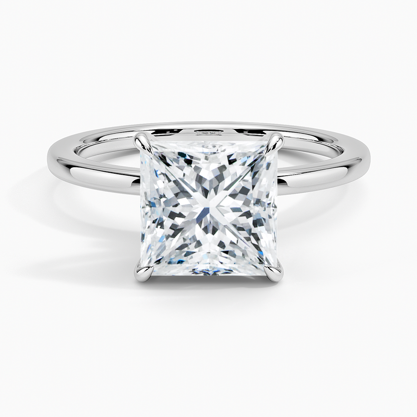 3 Carat Princess Cut Lab Diamond Engagement Ring with Hidden Halo