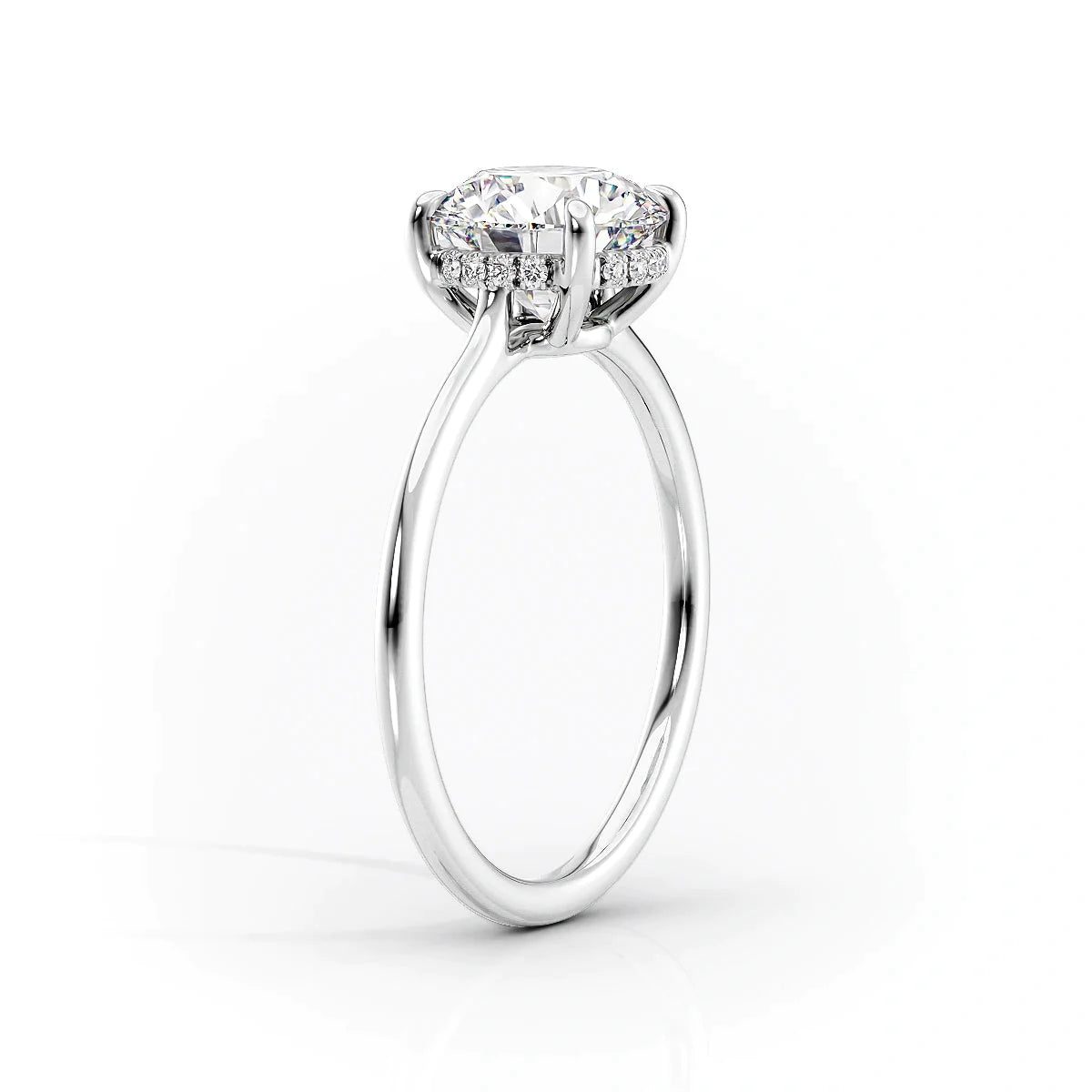 3 Carat Radiant Cut Lab Diamond Engagement Ring with Hidden Halo Solitaire Band – view 3