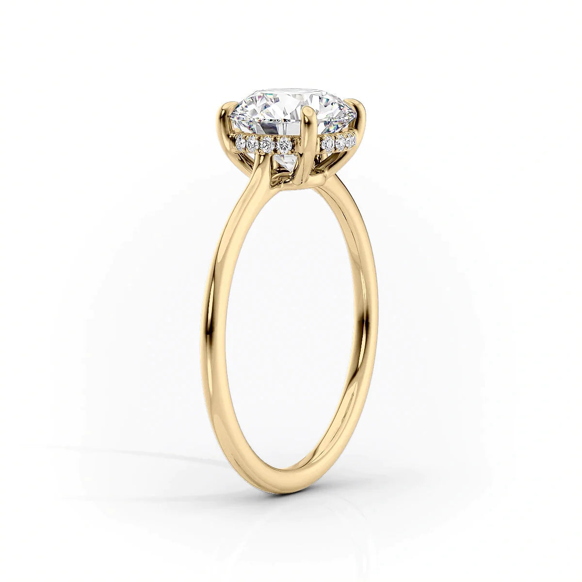 3 Carat Radiant Cut Lab Diamond Engagement Ring with Hidden Halo Solitaire Band – view 4