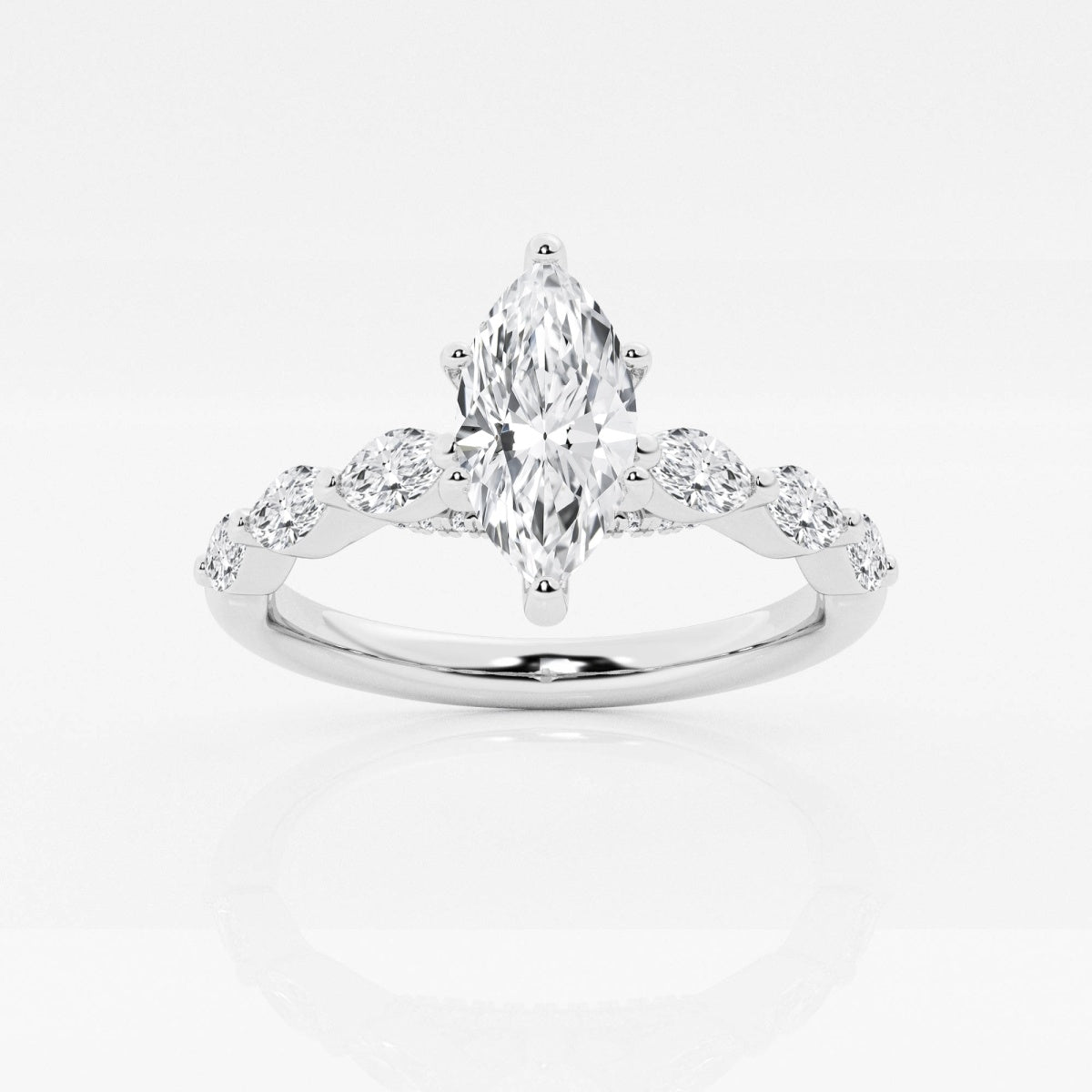 3 Carat Marquise Cut Lab Diamond Engagement Ring With Unique Band