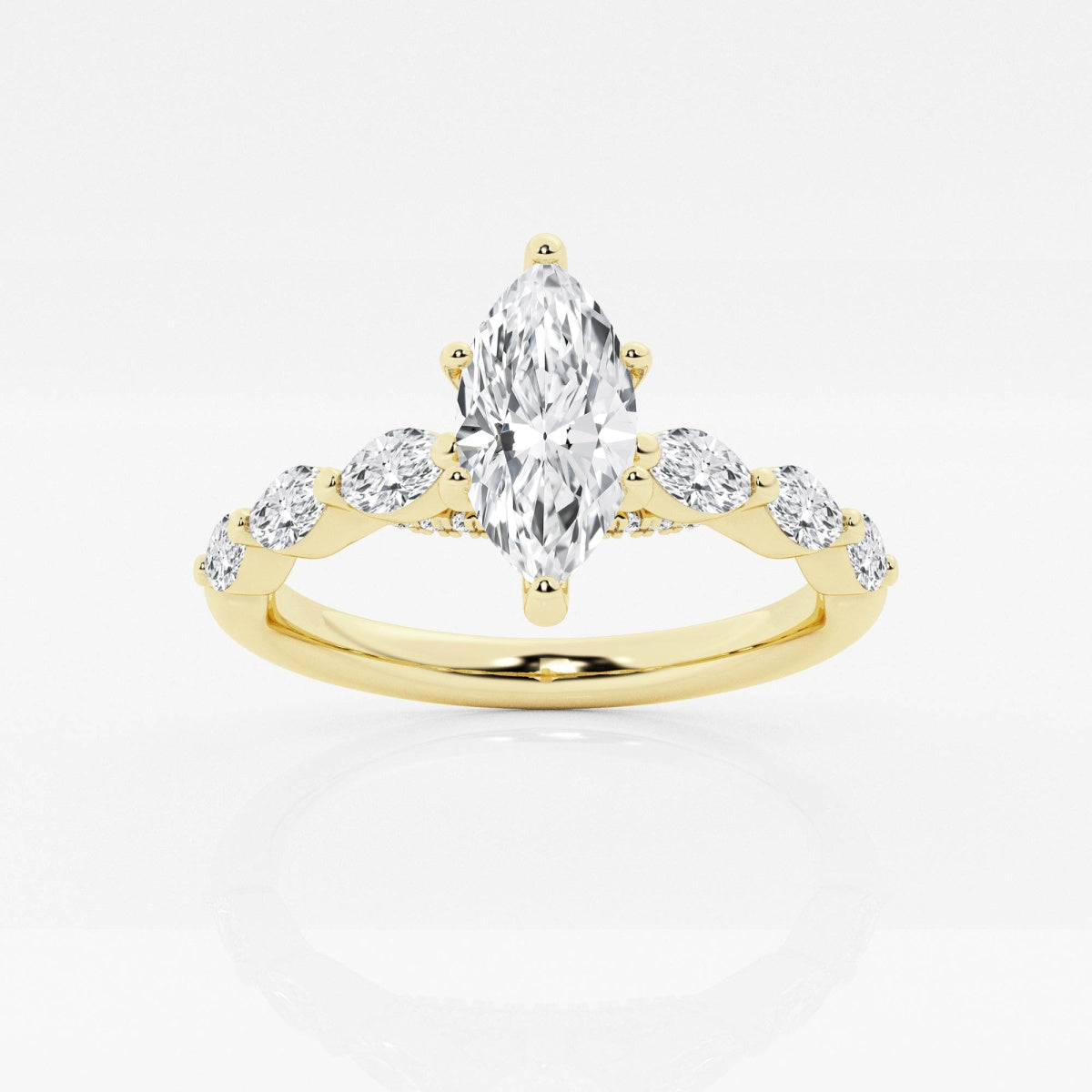 3 Carat Marquise Cut Lab Diamond Engagement Ring With Unique Band – view 2