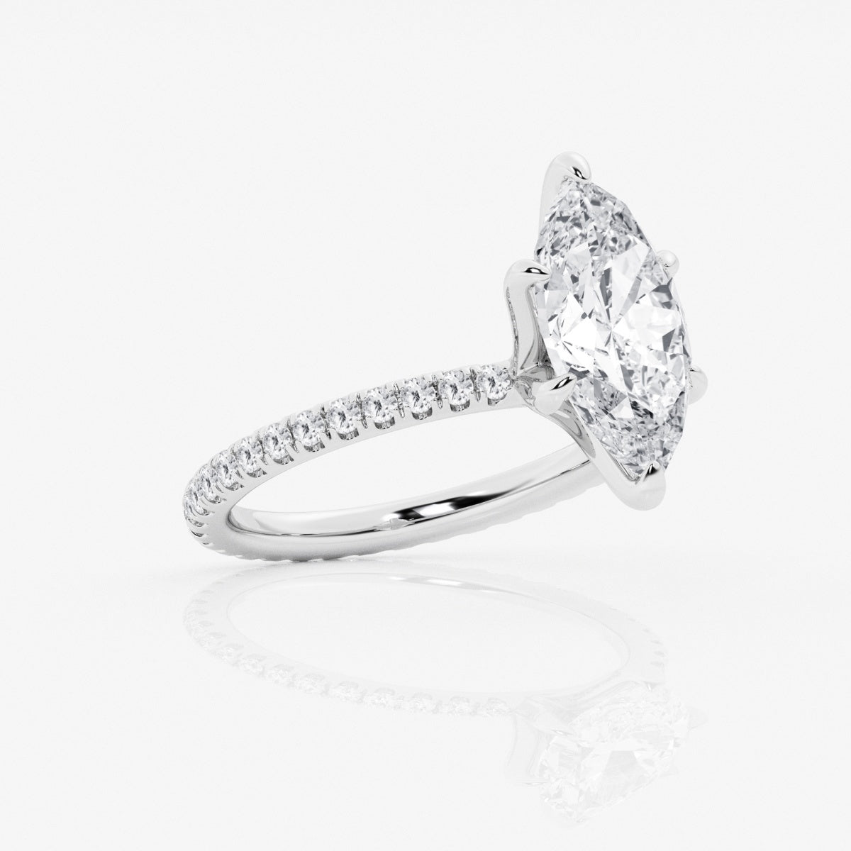 3 Carat Marquise Cut Lab Diamond Engagement Ring With Infinity Band – view 3