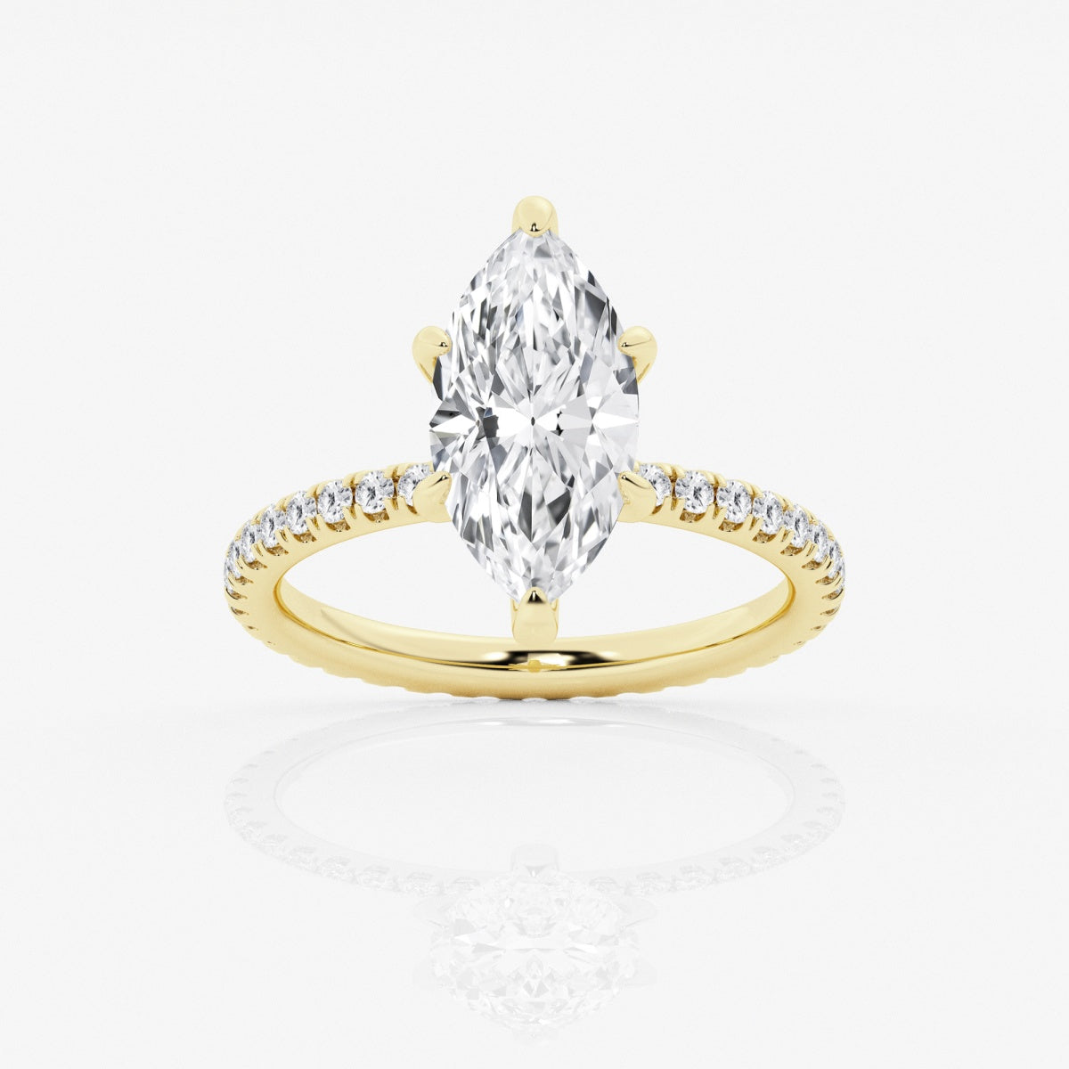3 Carat Marquise Cut Lab Diamond Engagement Ring With Infinity Band – view 2